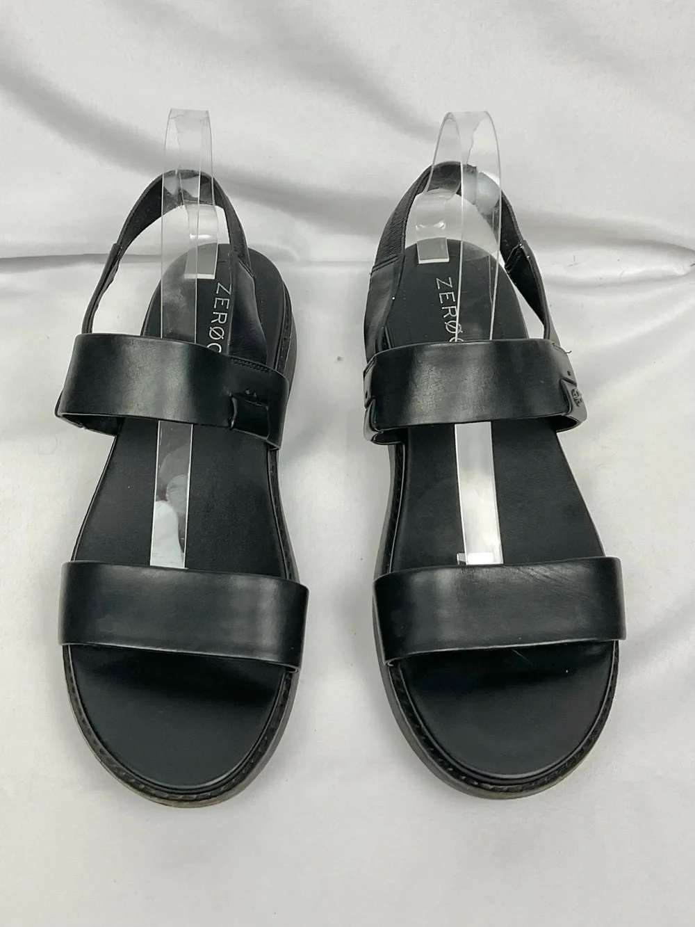 Cole Haan ZERØGRAND Sandals Meritt Black Leather Double Band Slingback Sz 10